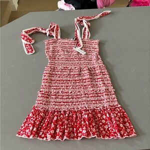Olivaceous Red and White Floral Dress